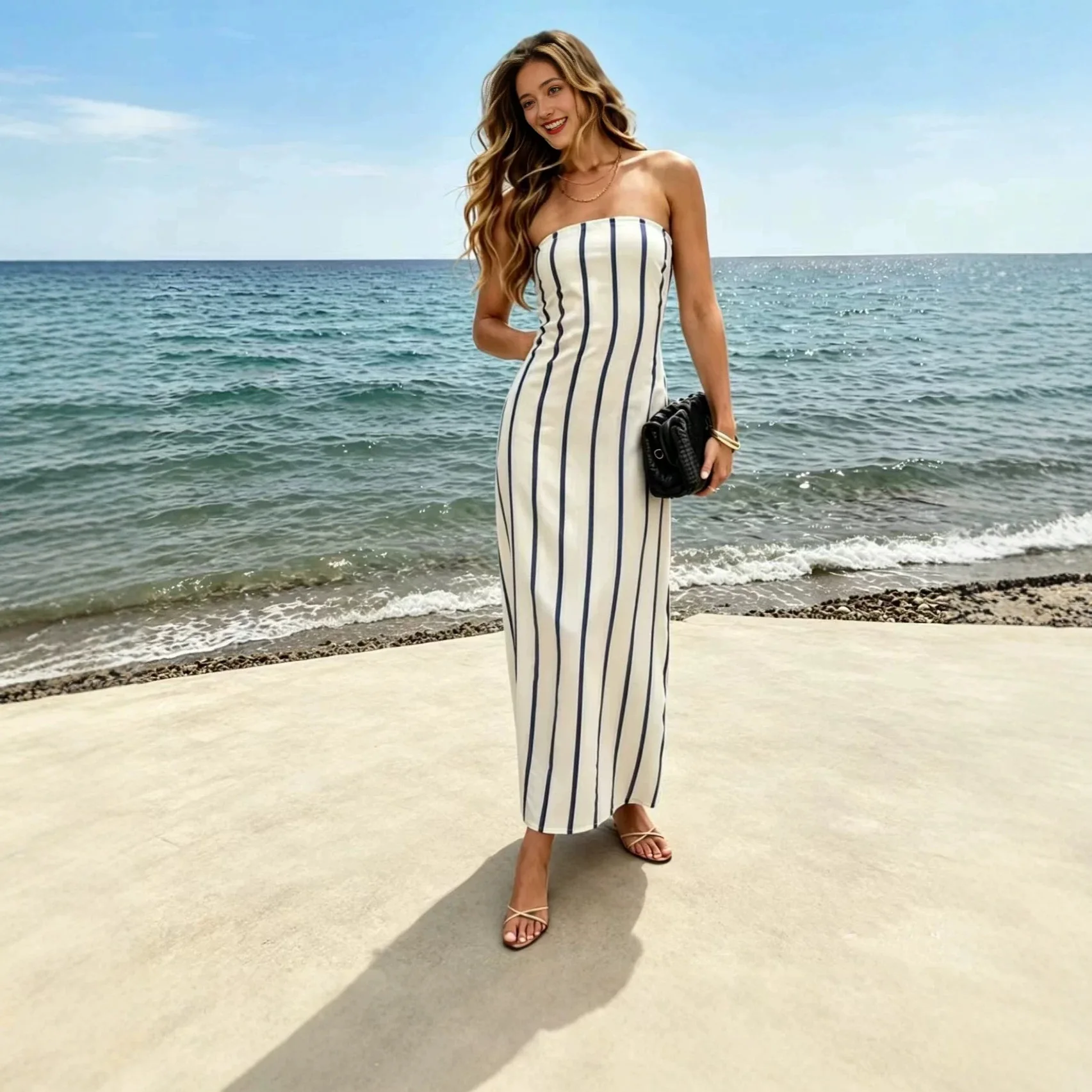 Striped Sleeveless Bodycon Tube Dress Dresses Spring Summer