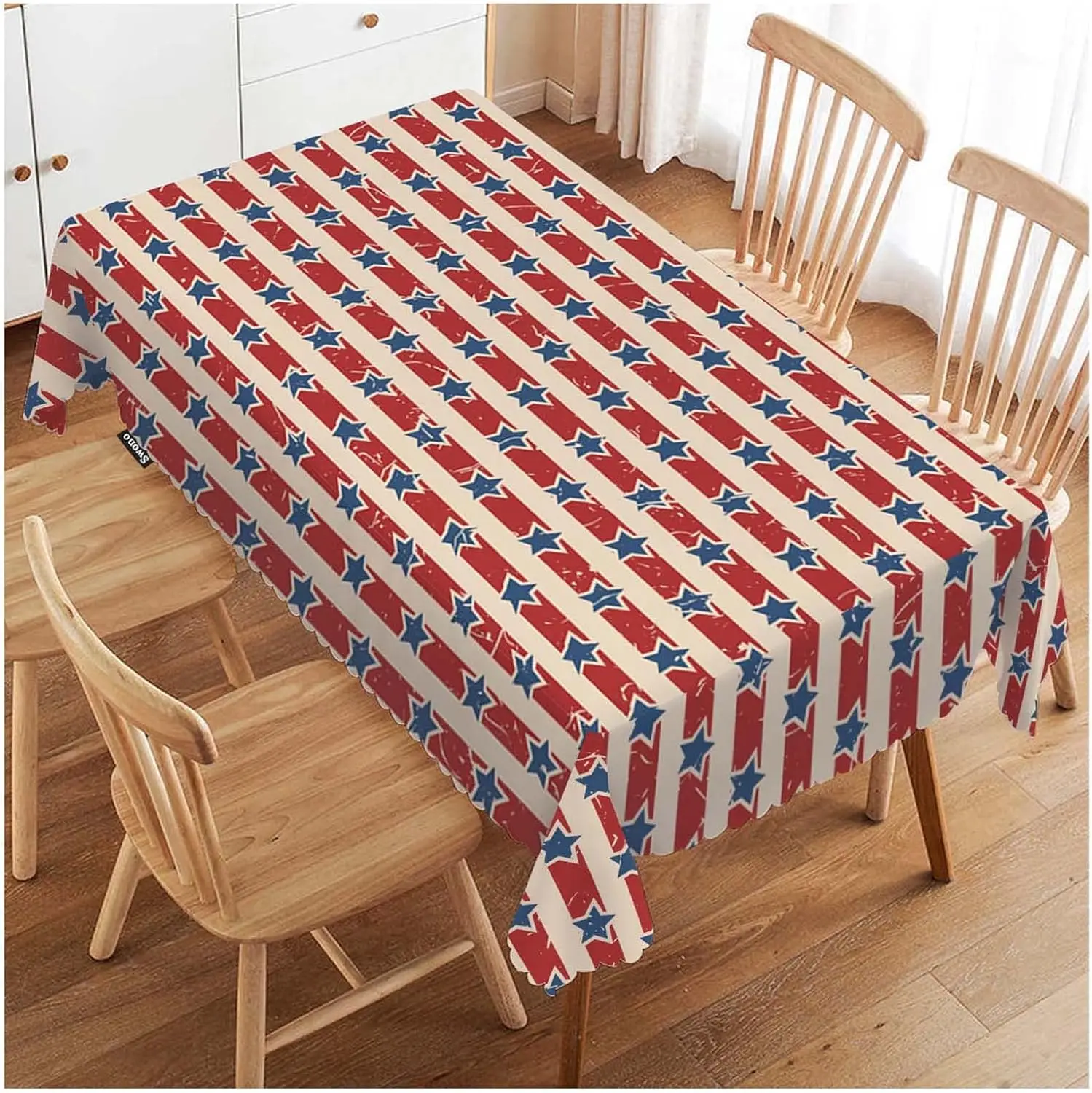 American Patriotic Stars and Stripes Tablecloth Independence Day Table Cover for Kitchen Dining BBQ Picnic Coffee Table Decor
