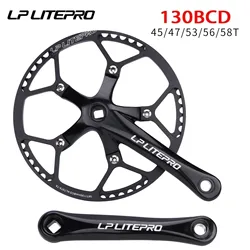 Litepro Square Connecting Rods Crankset 130 BCD Chainring 45T 47T 53T 56T 58T Bicycle Crank and Chainwheel for Gravel Road Bike