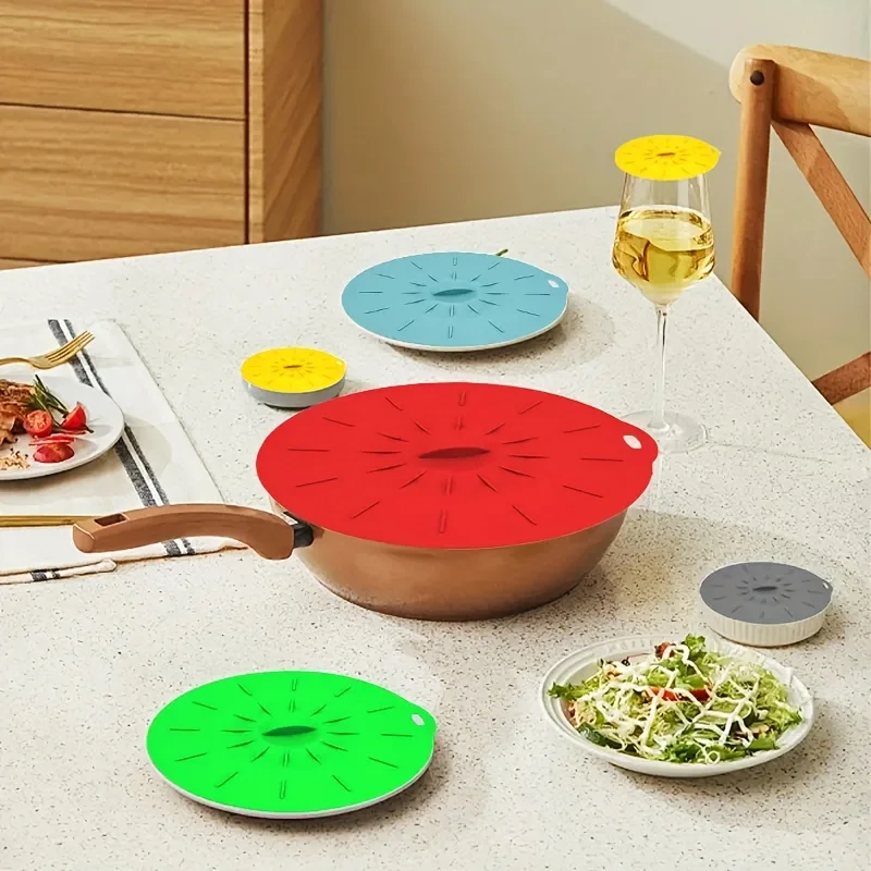 Silicone Bowl Cover Reusable Fresh-keeping Cover Food Contact Safe Microwave Food Dust-proof Splash-proof Cover Kitchen Supplies