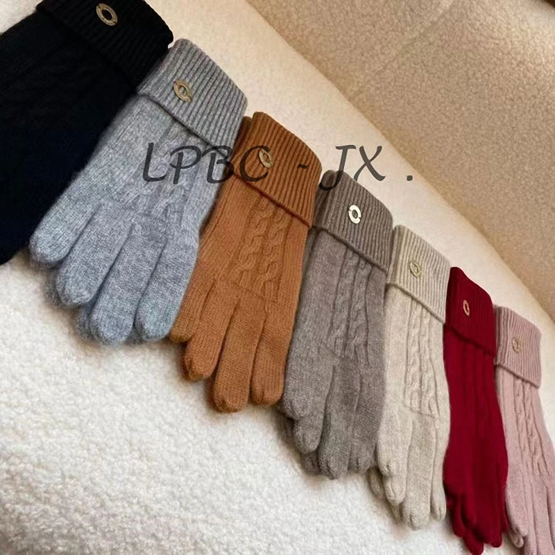 

100% Cashmere Knitted Gloves For Women Winter Warm Fashion For Driving Outdoor L*P