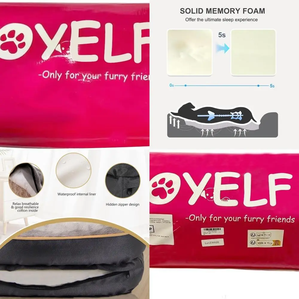 

Jumbo Orthopedic Memory Foam Dog Bed with Removable Cover and Squeaker Toy Bonus