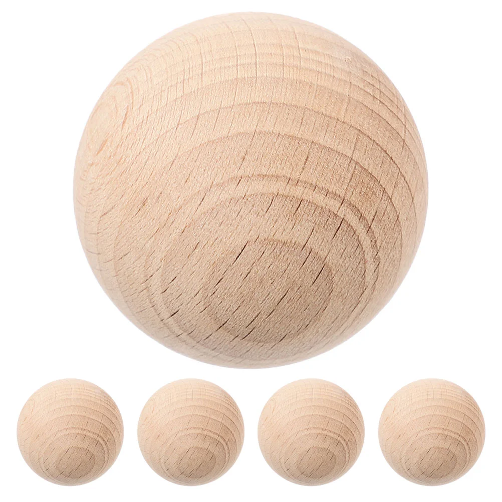 5 Pcs Beech Croquet Golf Balls Outdoor Games Small Wooden Lawn Round Ornaments Child