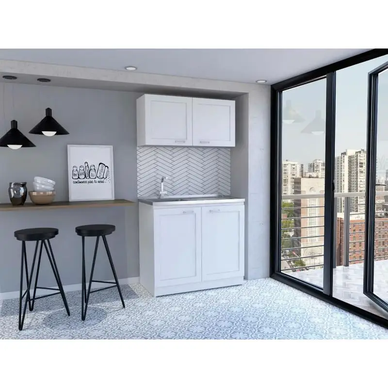 White Two-Part Cabinet Set