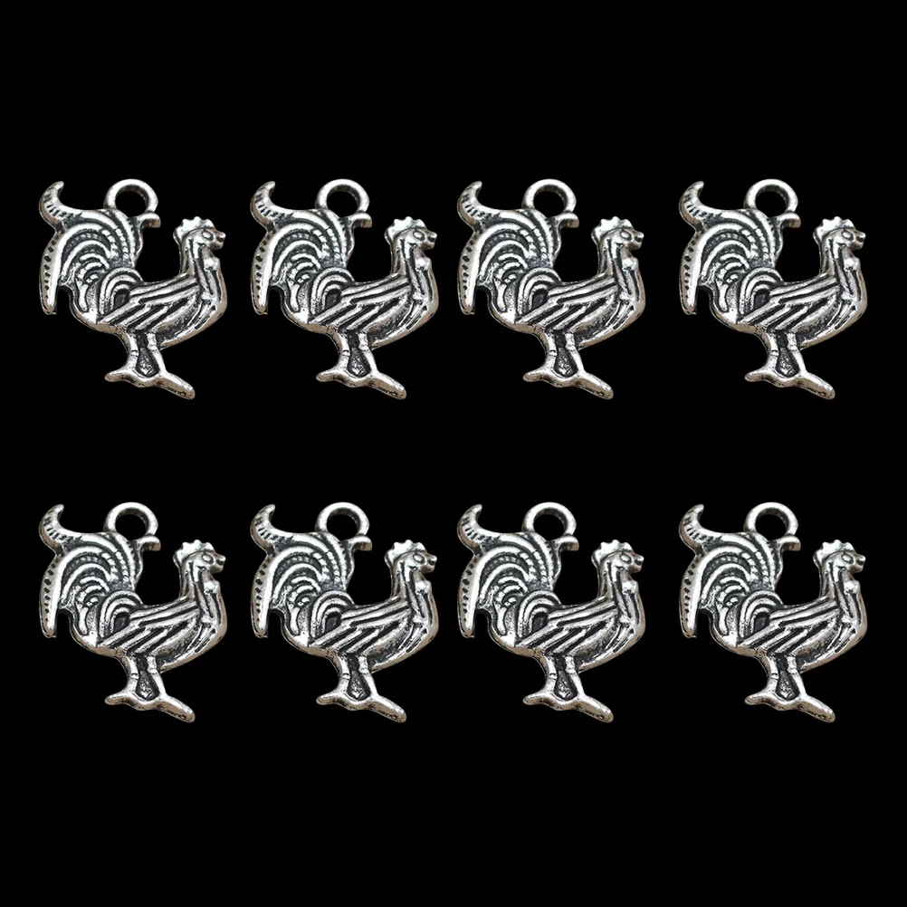 

20 Pcs Alloy Chicken Jewelry Silver Pendants Making Vintage Charm DIY Charms