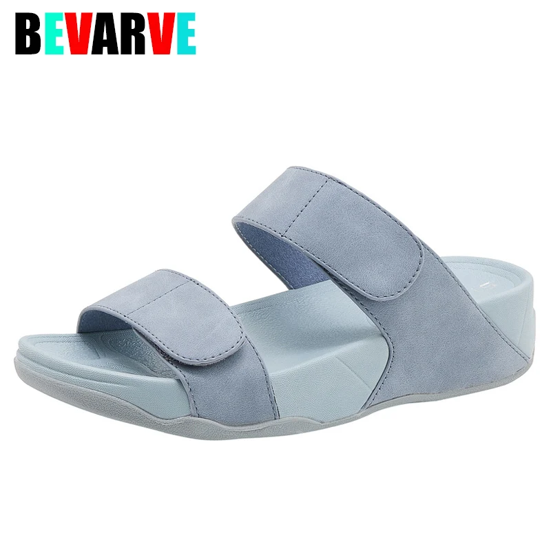 Zapatillas de tacón alto con plataforma de 3,5 cm para mujer, cuñas informales sin cordones, cómodas, a la moda, Color sólido, verano, 5cm