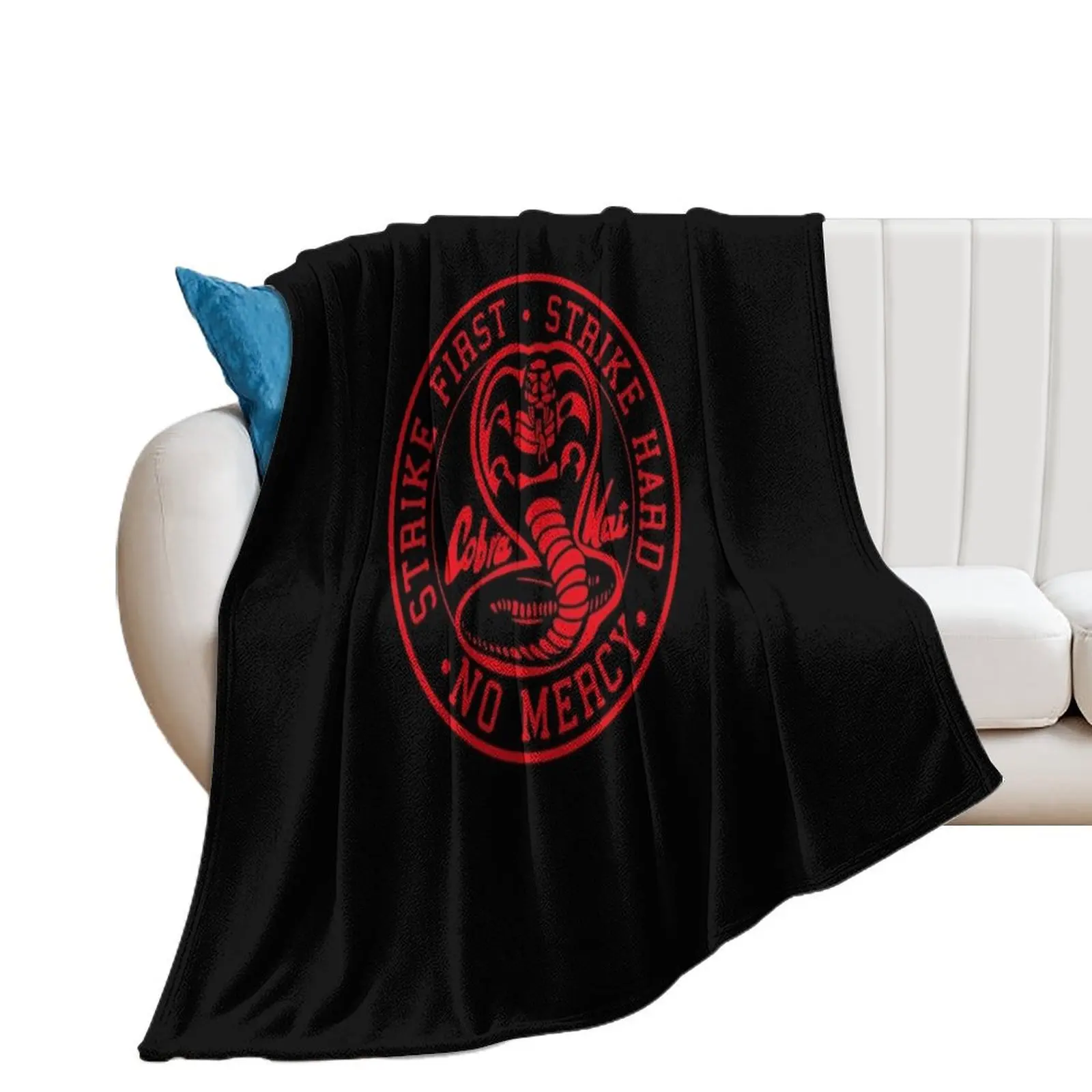 

Cobra Kai Red Logo Throw Blanket Kid'S Hairy Bed linens Blankets