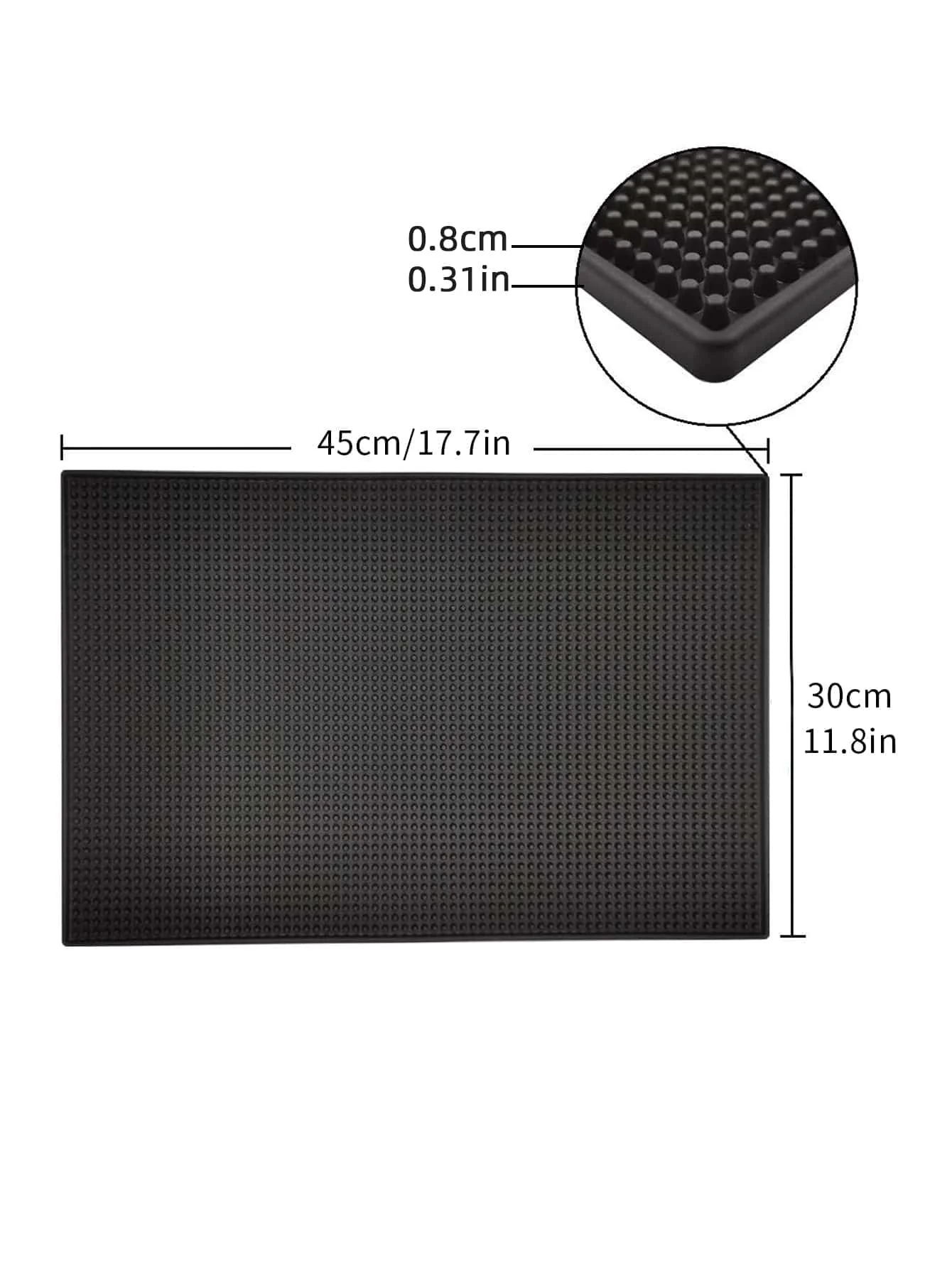 Bar Mat 17.7 X 11.8 in Thick Durable and Stylish Black Bar Spill Mat Non Slip Non-Toxic Service Mat for Coffee Bars