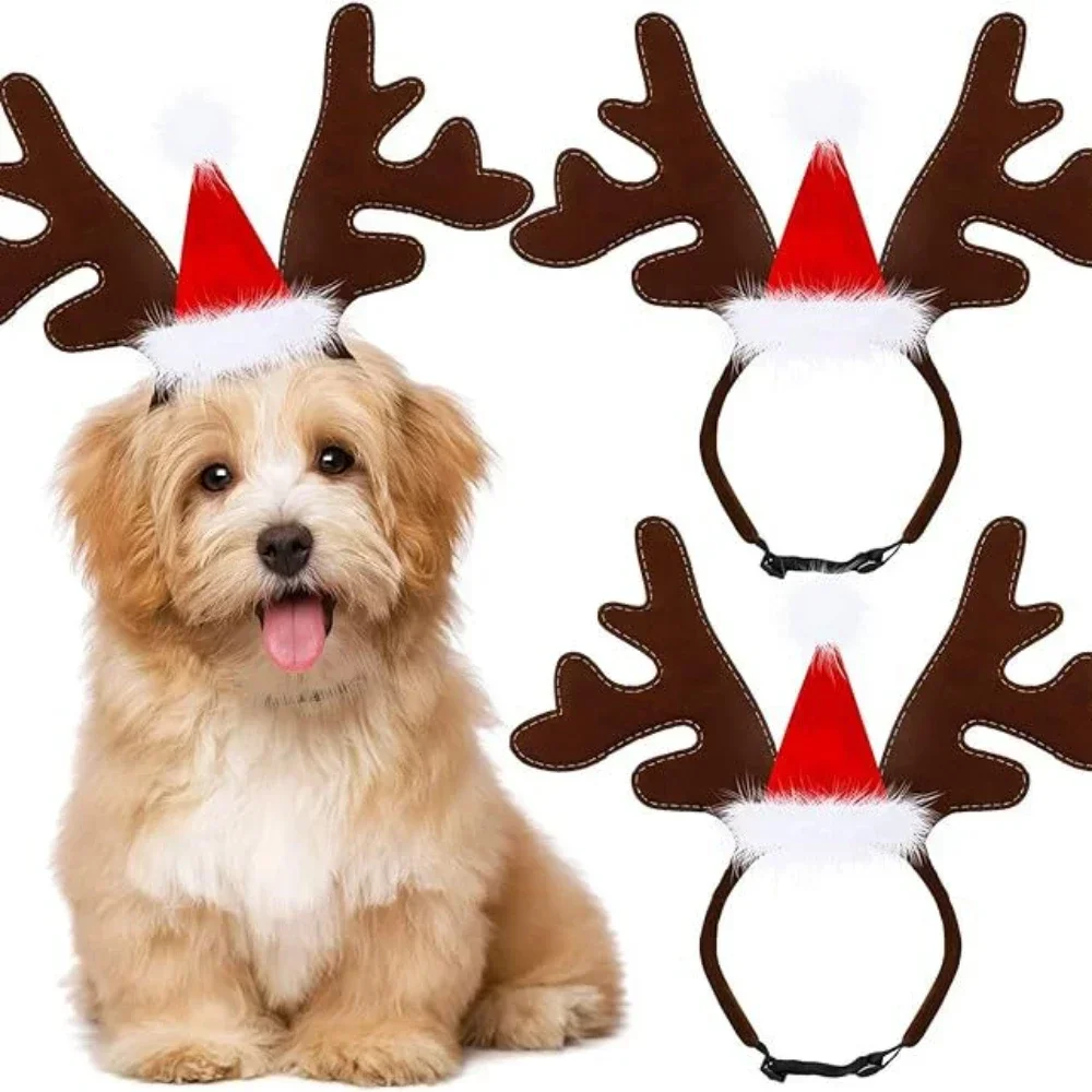 Christmas Antler Hat Pet Adjustable Cute Christmas Caps Small Dogs and Cats Party Costume Costume Cute Headwear Accessories