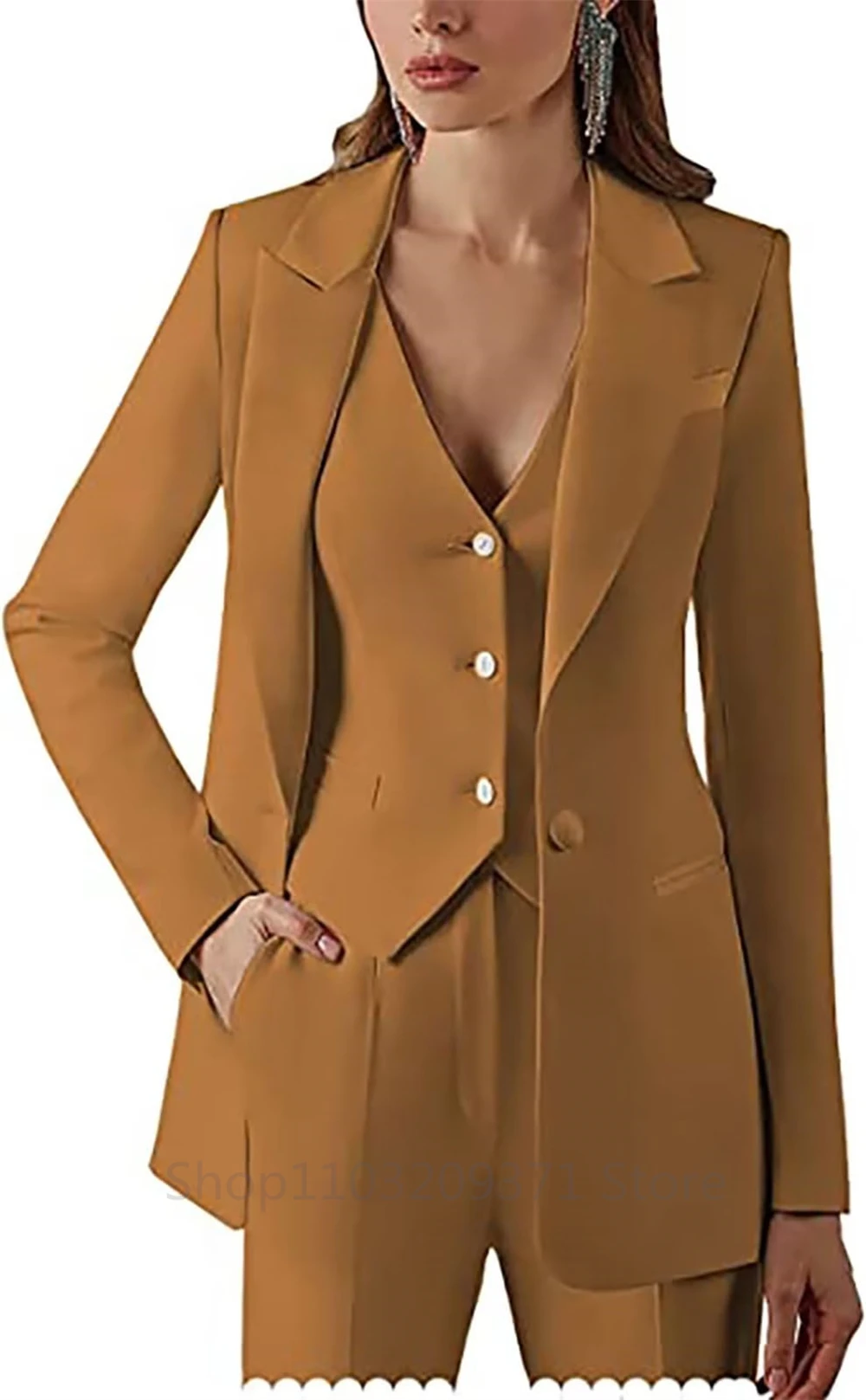 3 Pieces Plus Size Women Suit Set Lapel Blazer Business Jacket+Vest+Pants Office Lady Pantsuits Formal Party Prom Dress