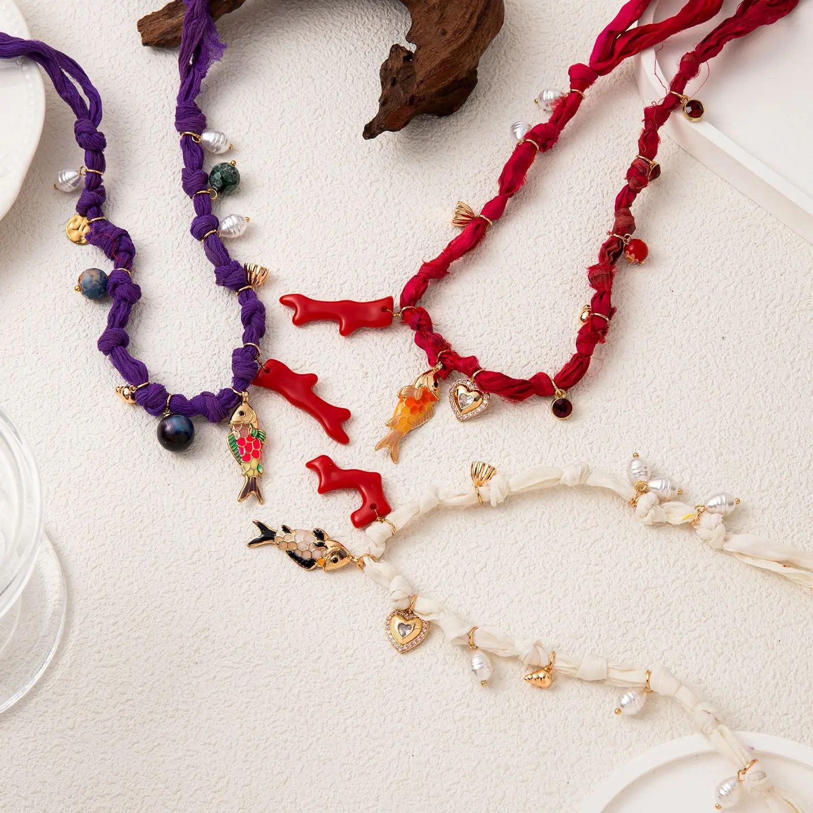 vacation popular necklace rope chain sun starfish small fish DIY necklace electroplated color preservation - Image 3