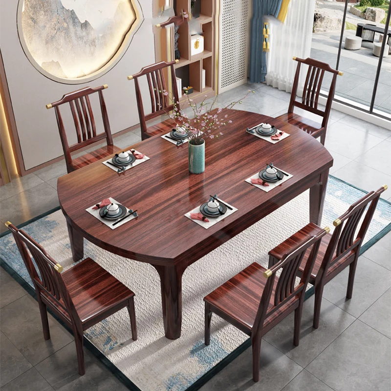 Minimalist Dark Brown Dining Table Luxury Irregular Modern Lounges Dining Table Solid Wood Mesa De Comedor Furniture Home