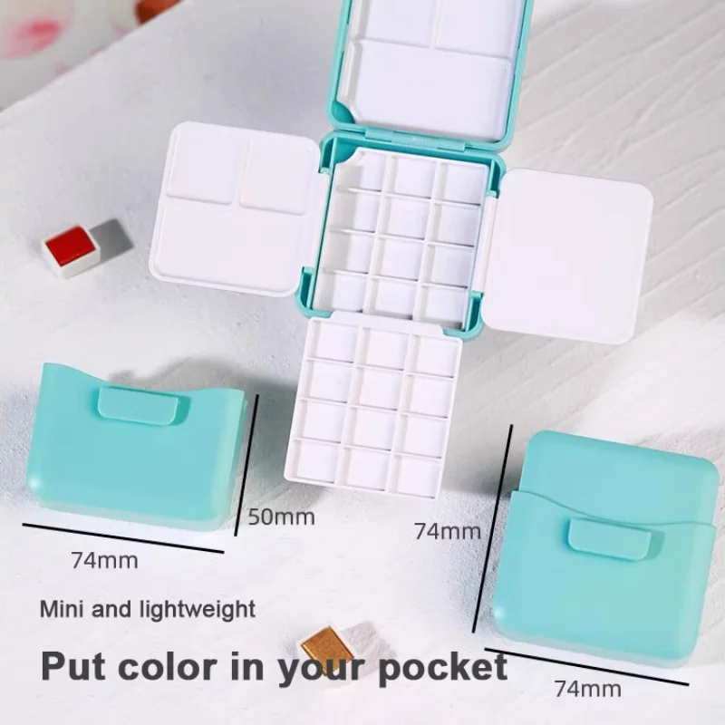Foldable Watercolor Palette Empty Paint Box With Portable Bucket Mini Student Artist Sketching DIY Travel Painting Art Supplies