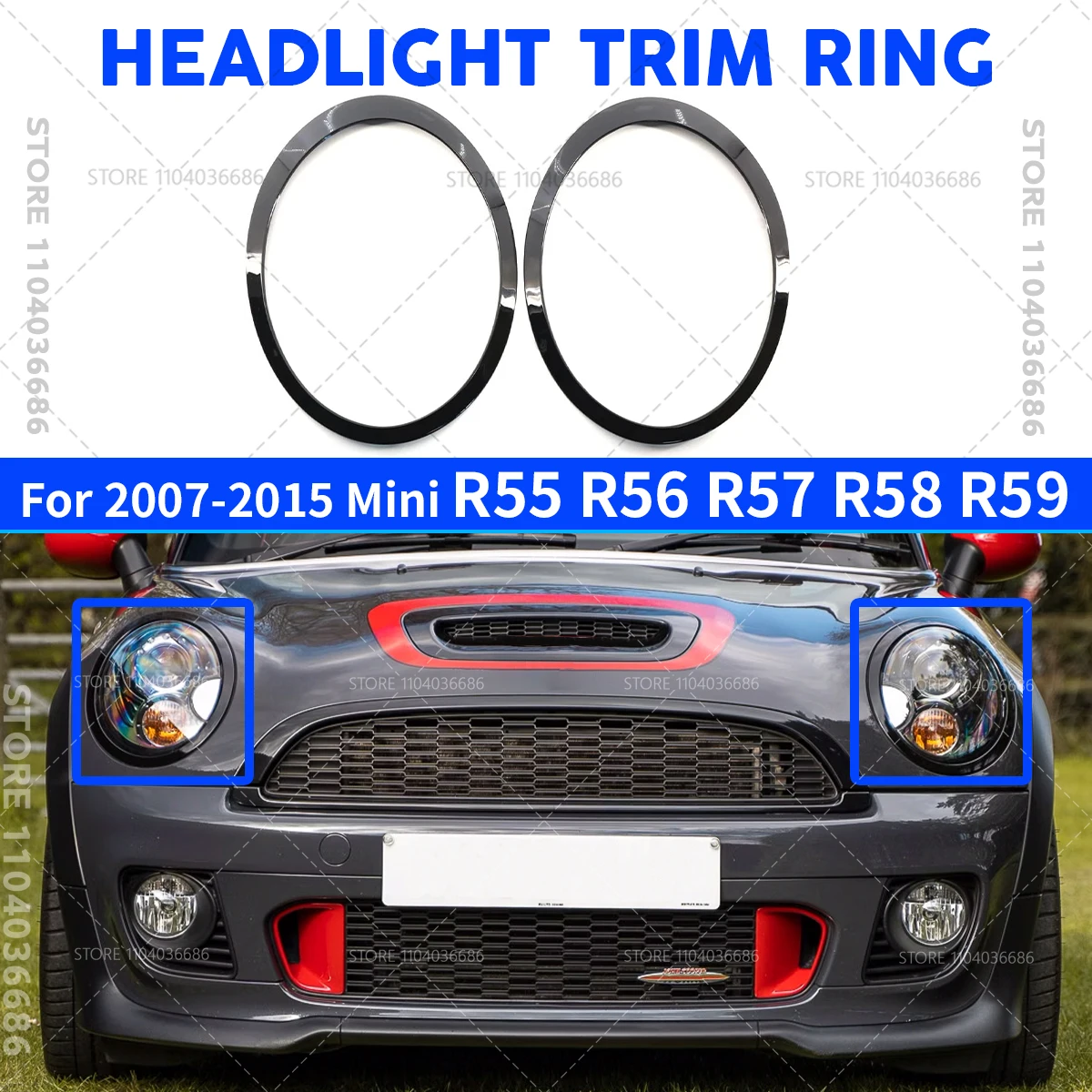 

For 2007-2015 R55 R56 R57 R58 R59 Mini Cooper Clubman Hatchback Roadster Headlight Trim Ring Bezel Cover 51137149905 51137149906