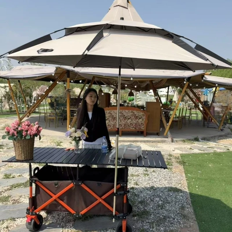 Going out to camp in the awning, portable storage, large-capacity cart, stall car