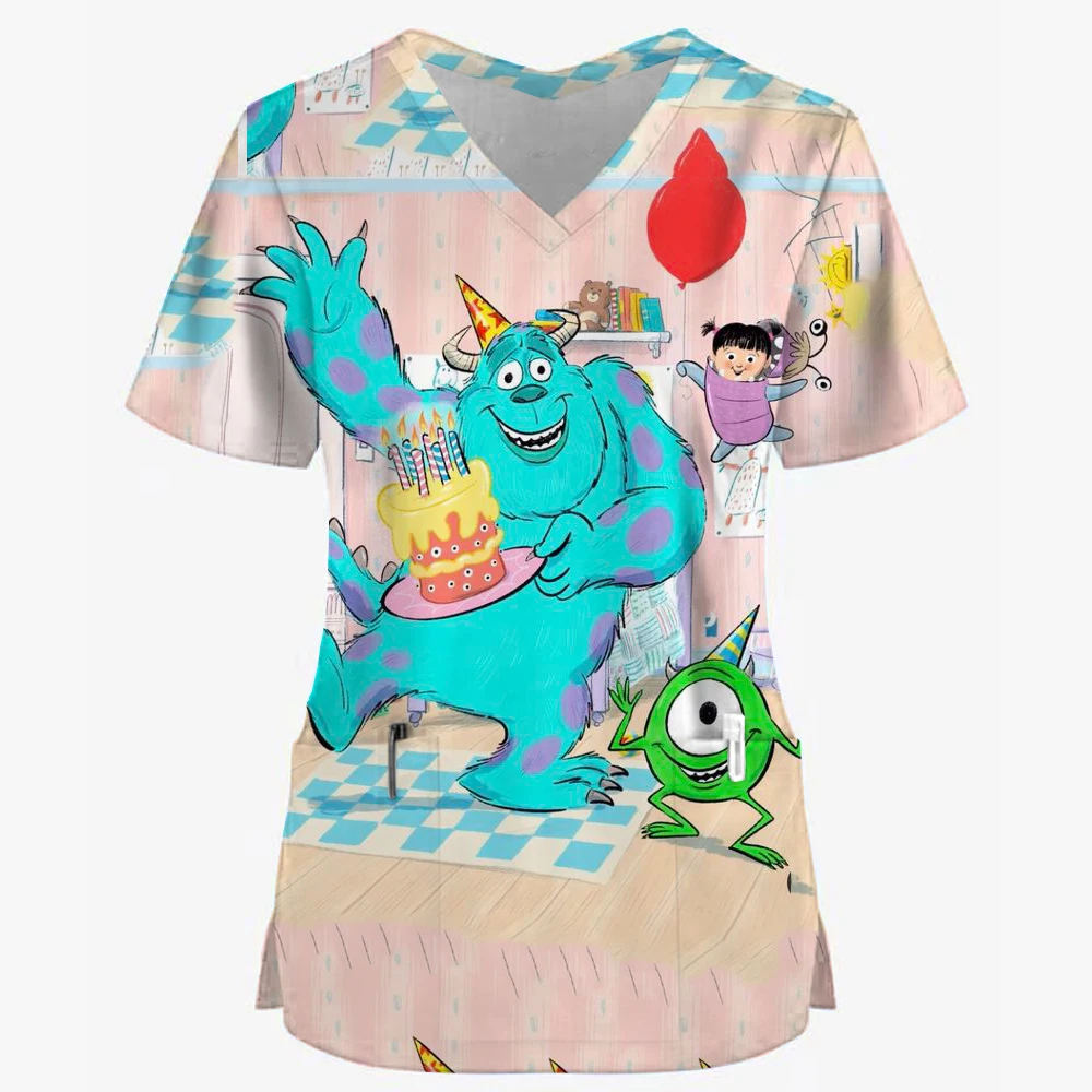 Pet shop uniform Scrub Tops Disney Toy Story Printed Nurse doctor Nursing Uniform Dentist Vet Clinic Surgical Blouse medical Top