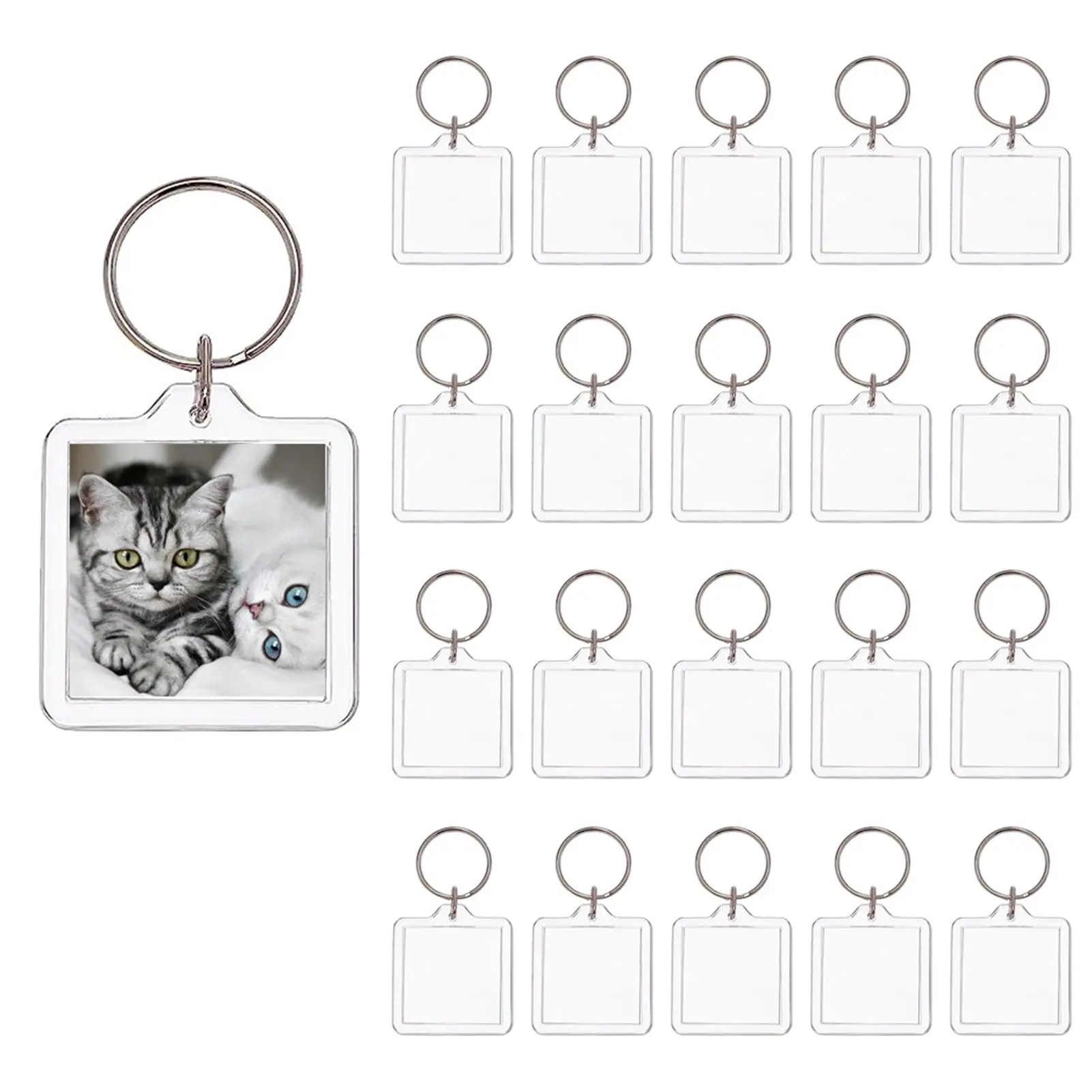 

50pcs Acrylic Picture Blank Keychain Acrylic Photo Frame Keychain Snap-In Custom Insert Photo Acrylic Blank Keyring for DIY