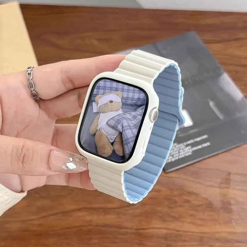 Магнитные ремешки для Apple Watch Band 46 мм 45 мм 42 мм 49 мм 40 41 44 Correa Силиконовый браслет iWatch серии 10 8 9 5 SE 6 7 Ultra 2