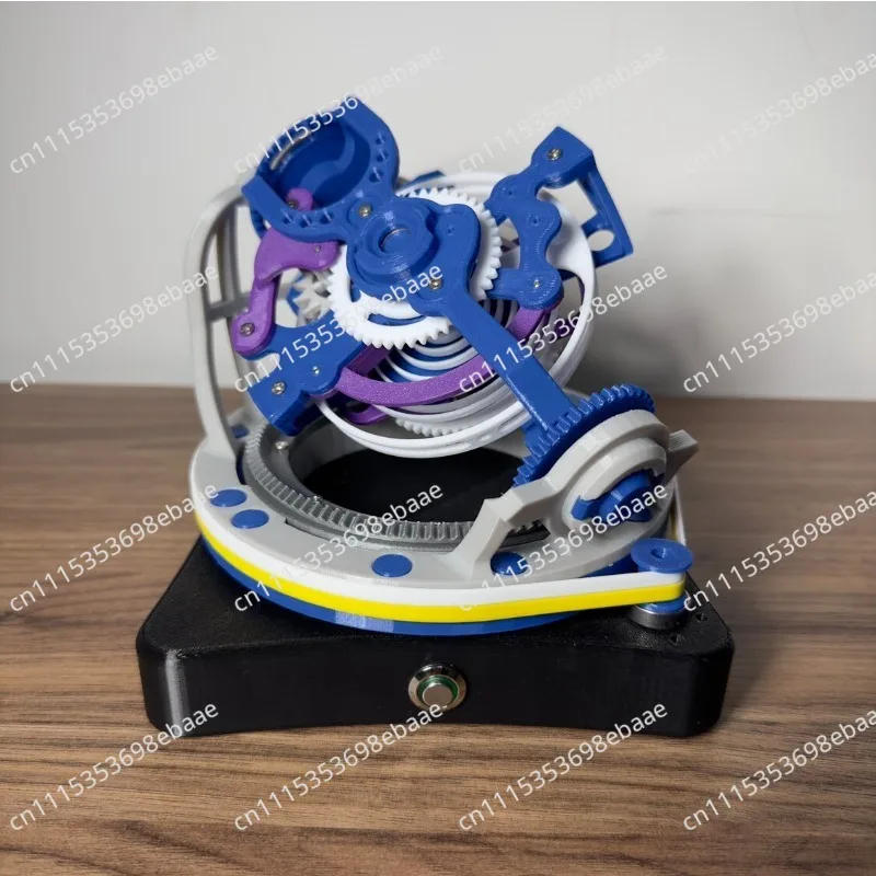 Motorized 3-Axis Tourbillon with Built-In Lithium Battery Long-Lasting Educational Experiment Craft Creative Toy Model