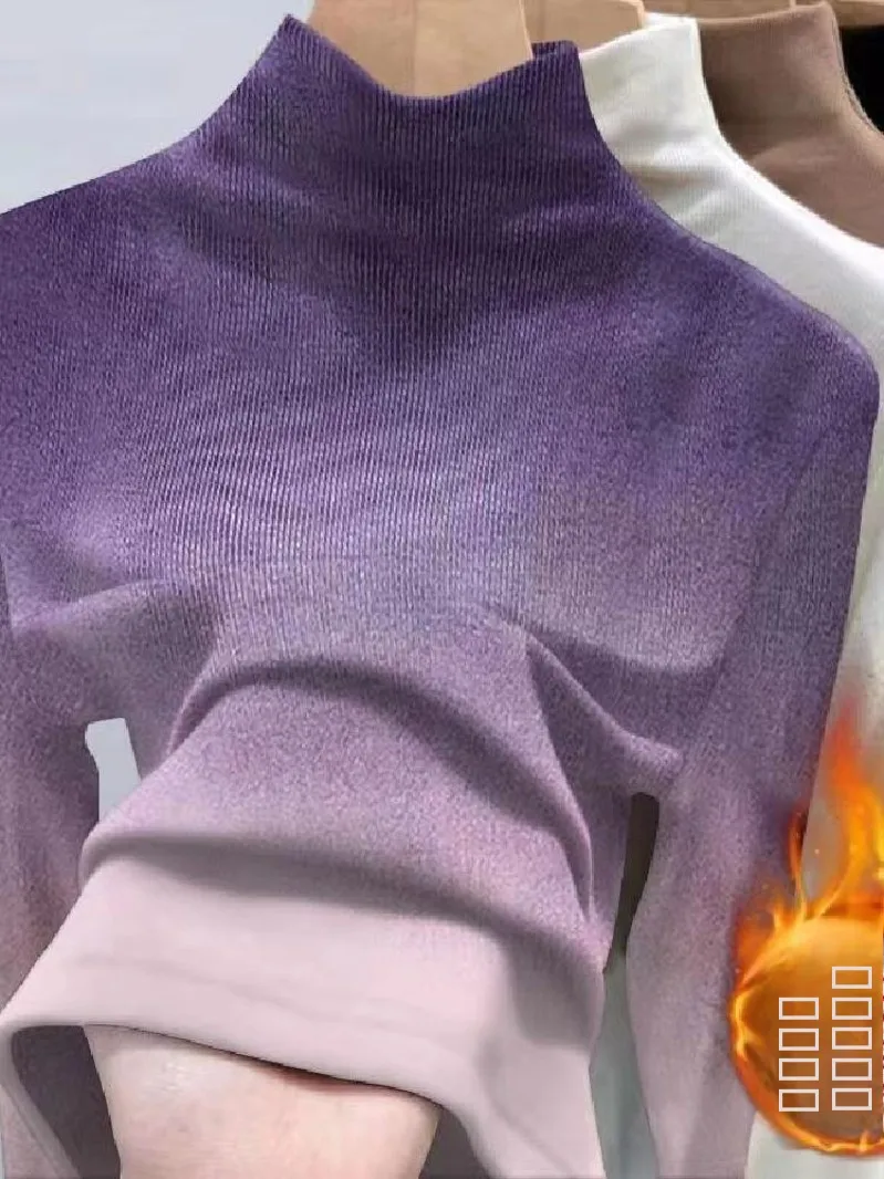 Top de Mujer Moderno con Estampado Deadado de Color, Manga Larga, para Otoño e Invierno, Estilo Informal, Diseño Ajustado