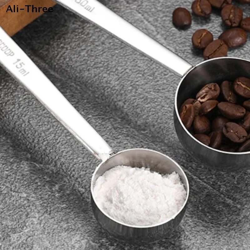 

Мерная ложка для кофе из нержавеющей стали 15/30 мл, ложка для молока и кофейных зерен, ложка с длинной ручкой, инструменты для выпечки и кофейных принадлежностей