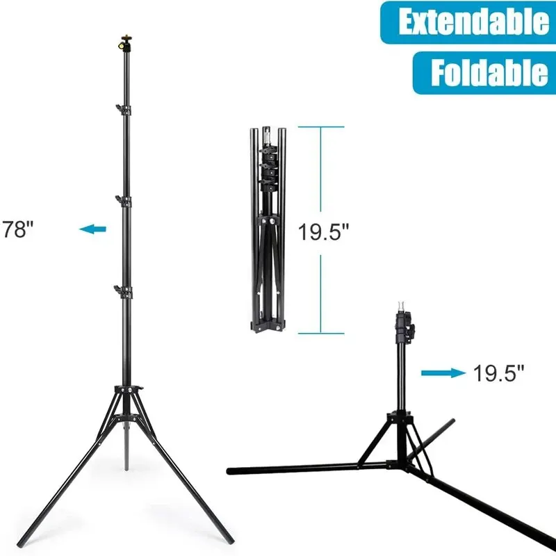 NAGNAHZ 78\'\' Photographic Lighting Tripod Aluminum Alloy Foldable Portable Light Stand Photography Camera Flash Mount Brackets