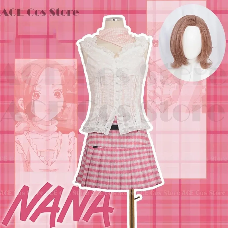 

qq78Request7Anime Comic Komatsu Nana Ichinose Костюм Парик Женщины Девушки Косплей Ежедневный Розовый Наряд Униформа Хэллоуин Костюм Даты
