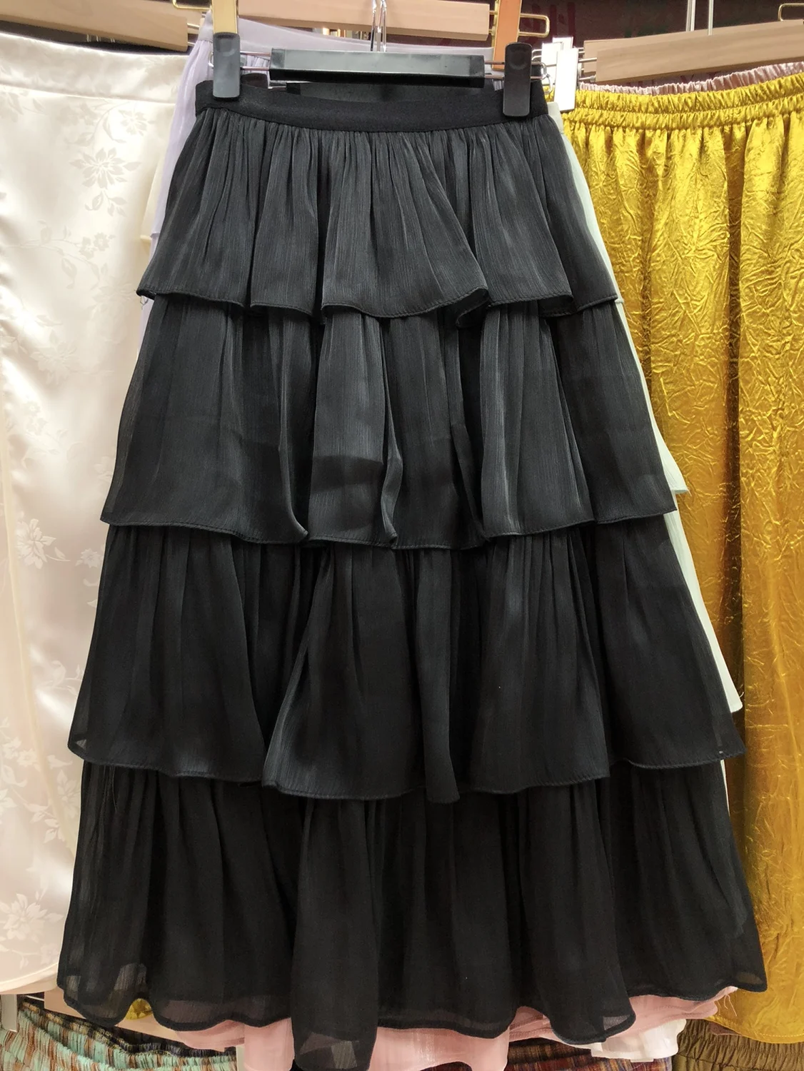 

Ele Юбка трапециевидной формы средней длины, женская летняя универсальная милая сказочная юбка-тортик с высокой талией, корейская однотонная юбка