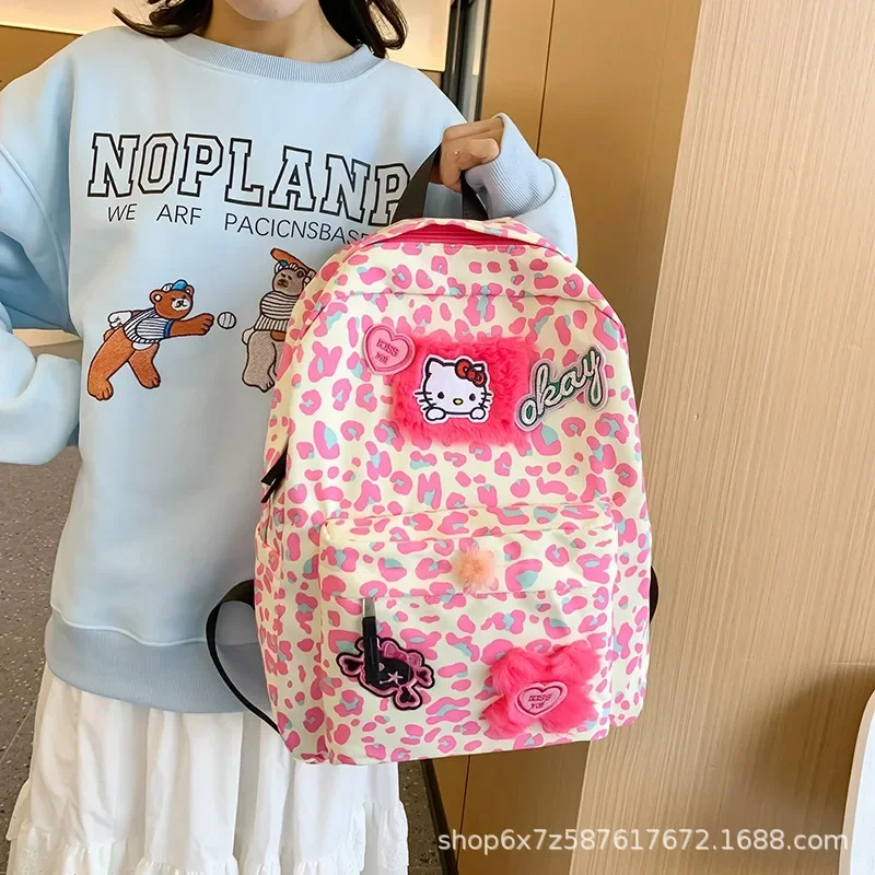 حقيبة ظهر Y2K للأطفال حقيبة مدرسية على شكل قلب للفتيات اللطيفة حقيبة سفر ترفيهية من قماش أكسفورد بسعة كبيرة