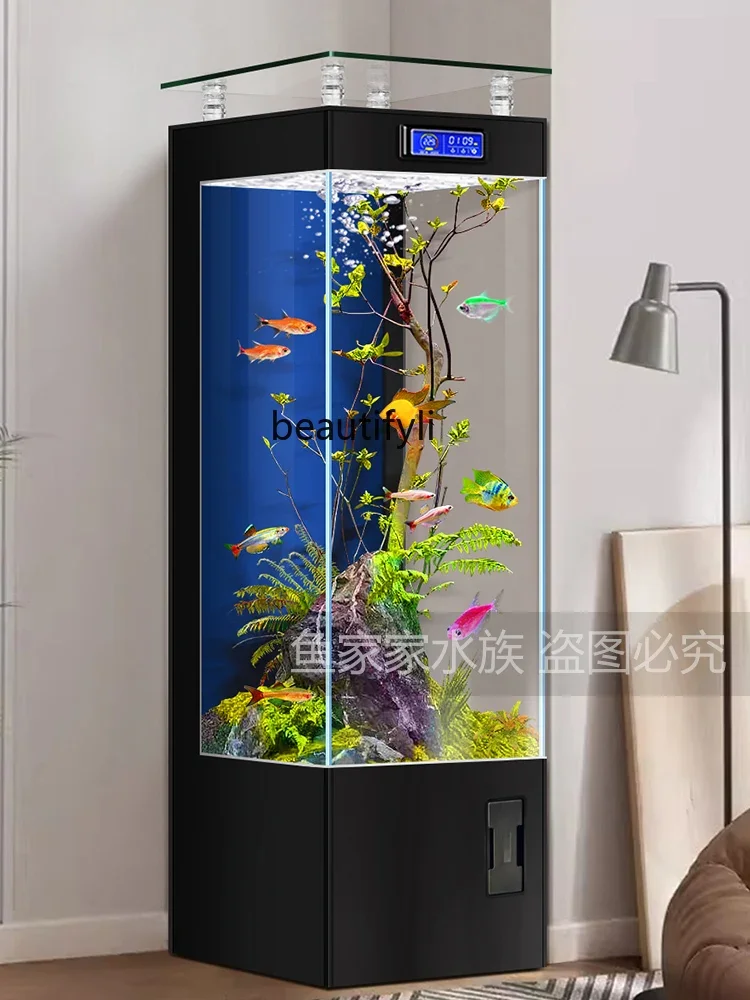 Jinjing Super White Glass Fish Tank Living Room Vertical Floor Intelligent Ecological Change Water Aquarium   H
