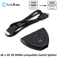 LccKaa 4K x 2K 3D HDMI-compatible Switch 1.4b Mini 3 Port Switcher Splitter 1080P 3 in 1 out Port Hub for DVD HDTV Xbox PS3 PS4