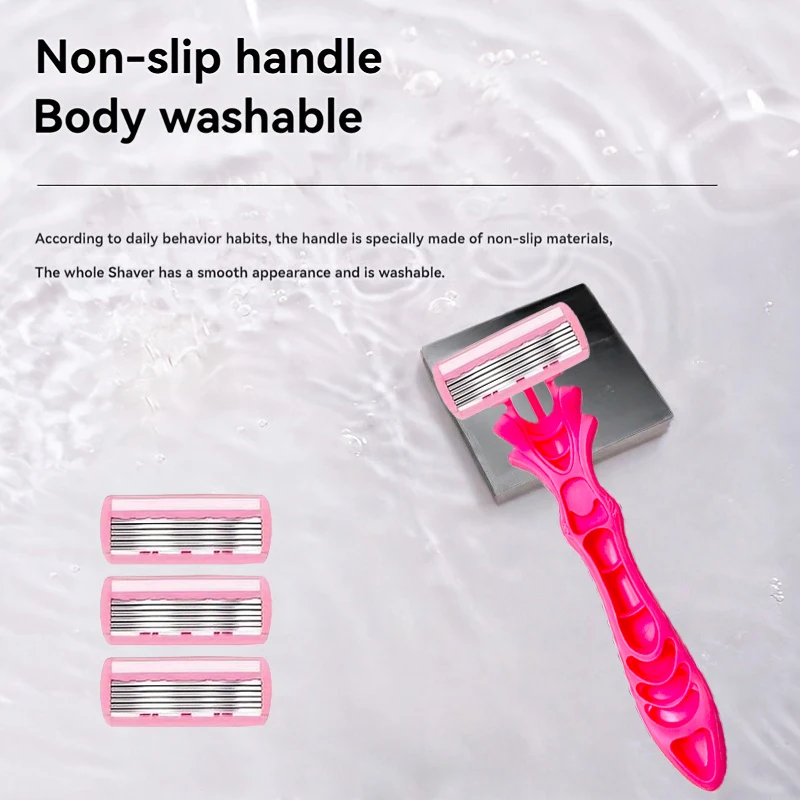 Safety Razor Blades Women Beauty Bikini Hair Removal Shaving Blades Set Shaver 6-Layer Replacement Heads ﻿