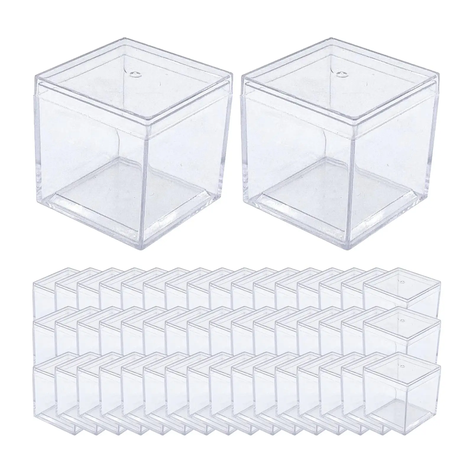 50Pcs Clear Acrylic Display Case 3.3x3.3x3.3cm Organizer for Diecast Model