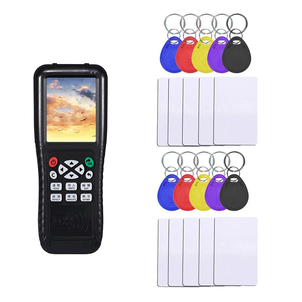 RFID Copier with Full Decode Function Smart Card Key English Version Reader Writer(10Pcs T5577 Key and 10Pcs UID Card)