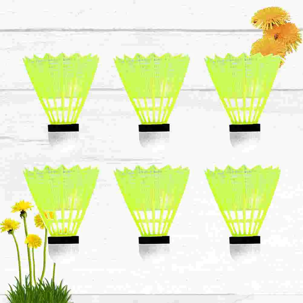 6PCS Nylon Badminton Birdies Shuttlecocks for Playing School Fitness Sports Activities (Yellow)