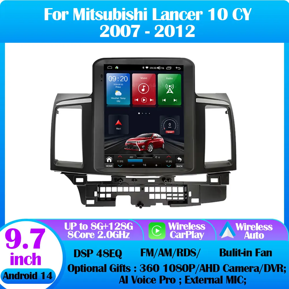 Android 14 For Mitsubishi Lancer 10 CY 2007-2012 9.7inch 7862S Car Radio Tesla Style Multimedia Video Player Carplay GPS Navi HU