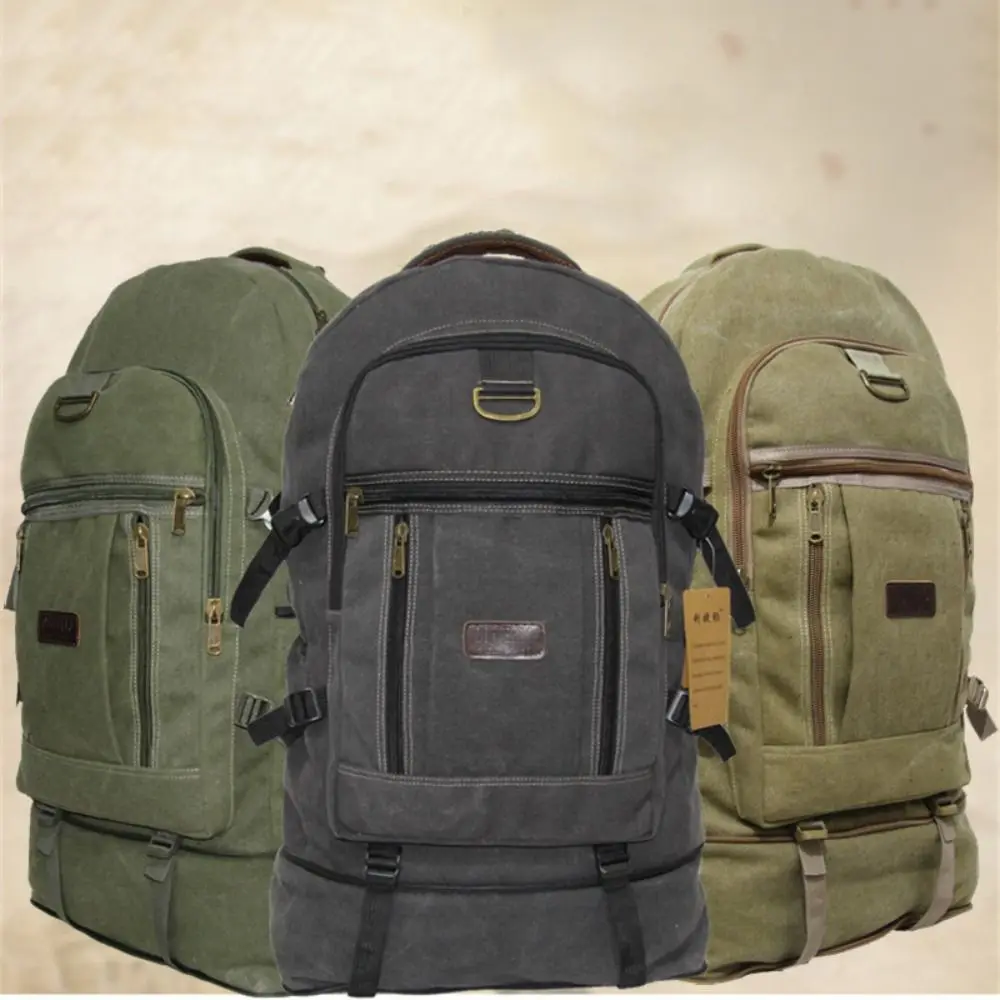 Large Capacity Men Backpacks Canvas Vintage Travel Shoulder Bags Zipper High Quality Male Mountaineering Rucksack Students