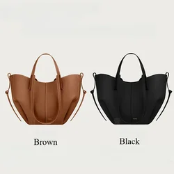 DOIAESKV Wing Bag Beautiful, niche European and American retro portable bucket shaped underarm leather bag