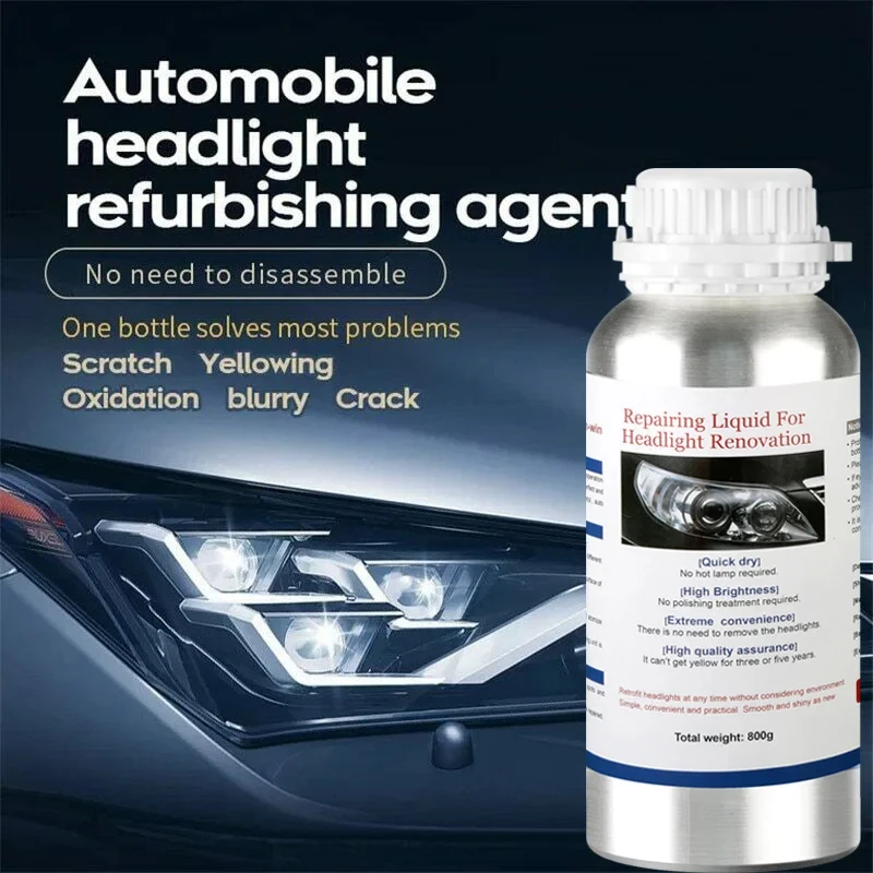 Car Headlight Polishing Liquid Polymer Car Headlamp Renovation Restoration Cleaning Agent 800ML/200ML Auto Repair Accessories