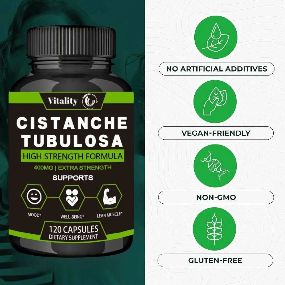 Vitality Cistanche Tubulosa suplemento-Vegano para apoyar la inteligencia, el rendimiento, la energía y la masa muscular, y aumentar el estado de ánimo