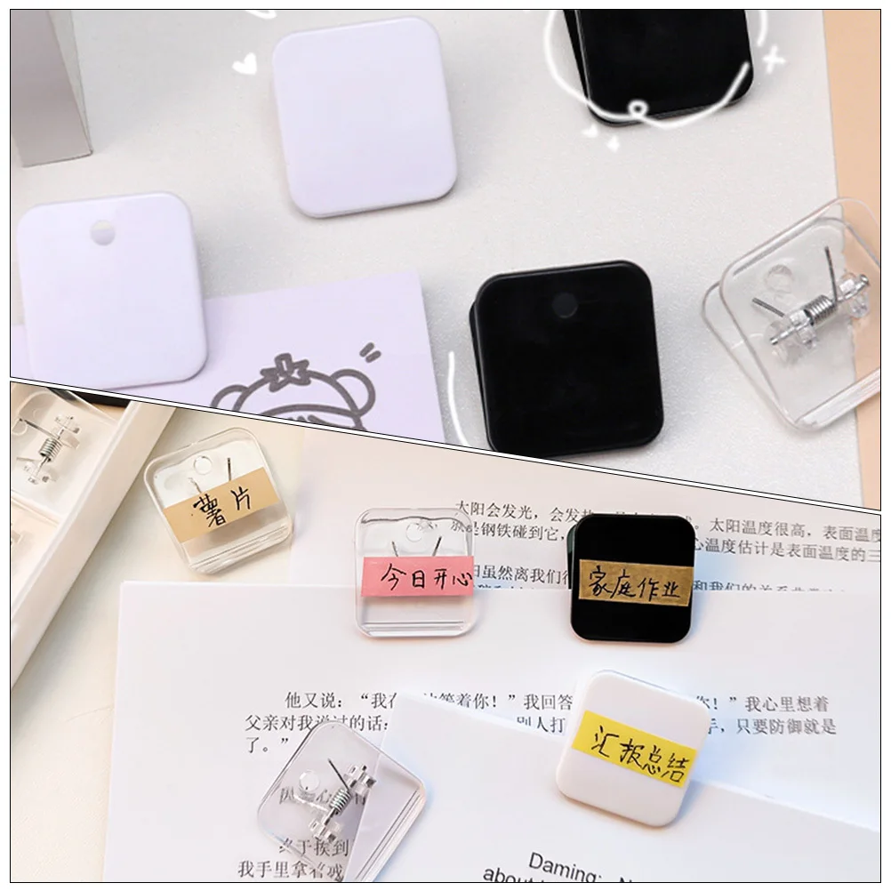 12Pcs Square Plastic Paper Clips Document Sorting Clamps for Bills Notes Office School Filing Organizer Plastic Clips