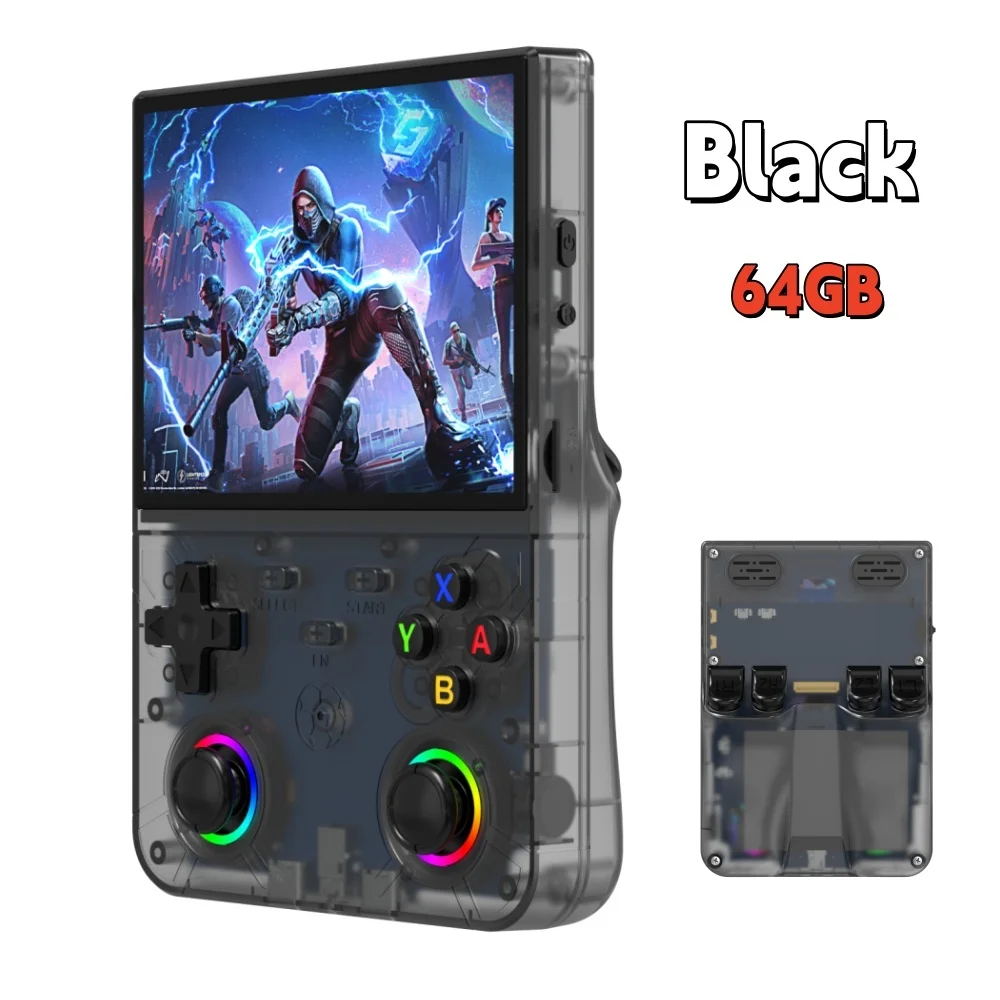 Neue R36 Ultra X Retro-Videospielkonsole 4,5-Zoll-IPS-Bildschirm Linux-System 128GB Vorinstalliertes Gaming-System Tragbarer Handheld-Player Li