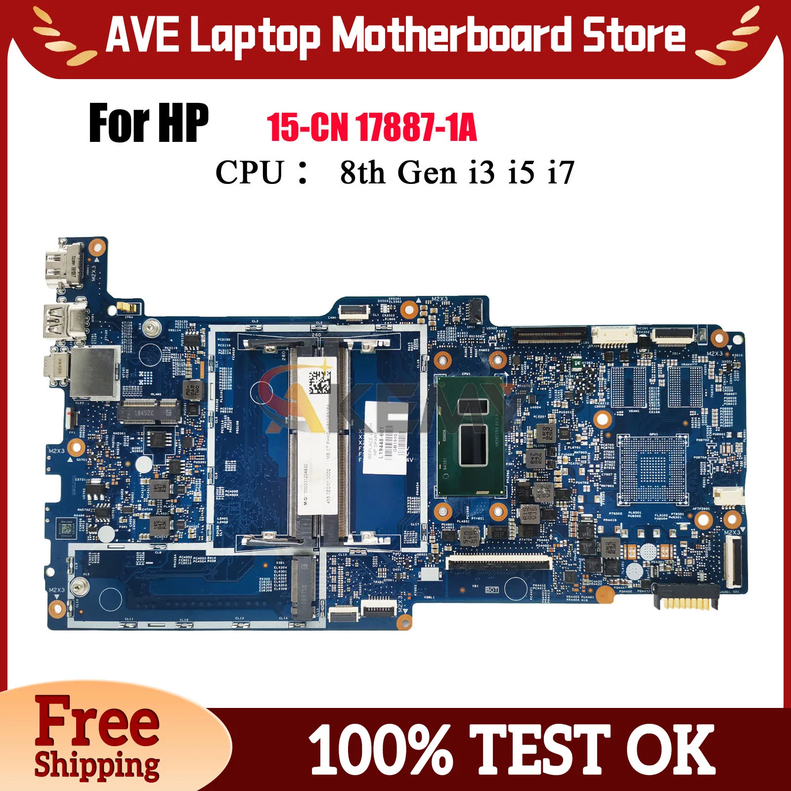 

17887-1A для ноутбука HP Envy 15-CN 15M-CN, материнская плата с процессором i5-8250U i7-8550U DDR4, 100% полностью протестирована