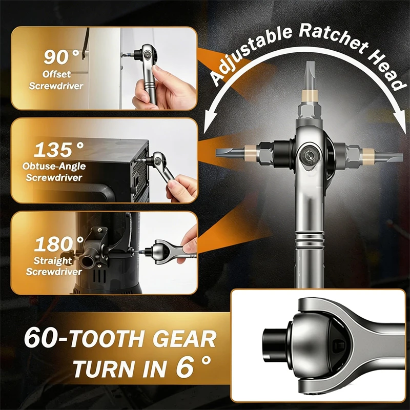 40 in 1 Ratchet Screwdriver Set 60-Tooth Magnetic Ratchet Screw Driver Set with 180° Rotating Ratchet Head for DIY Project Home