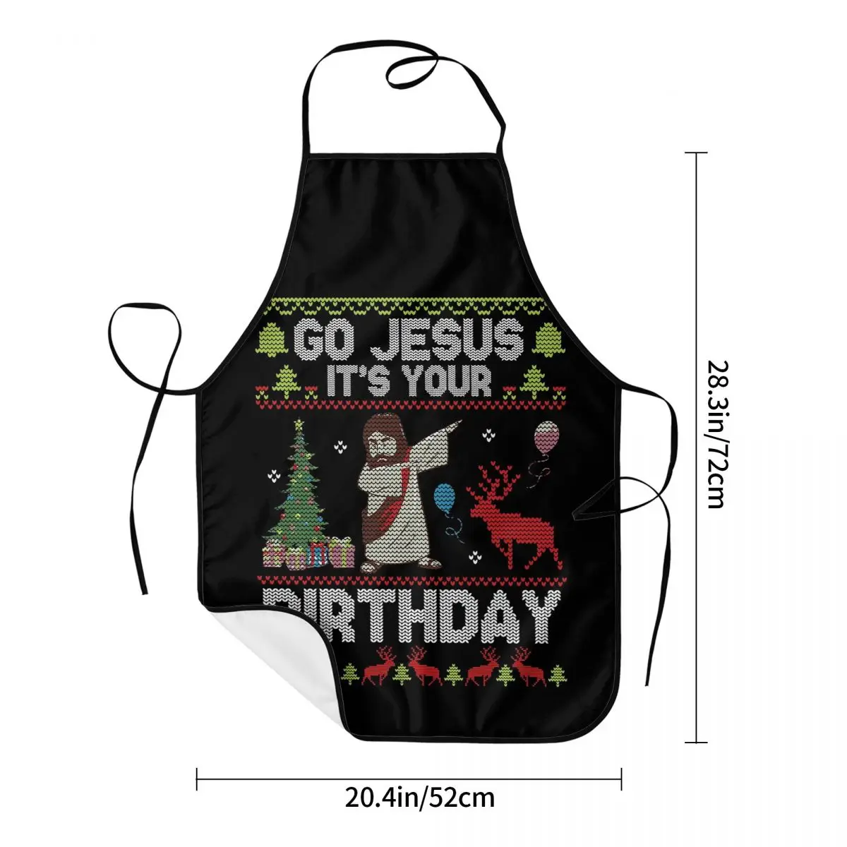 Dabbing With Tree Reindeer Snow Go Jesus It'S Your Birthday Apron Chef Cooking Tablier Bib Cleaning Pinafore for Women Men