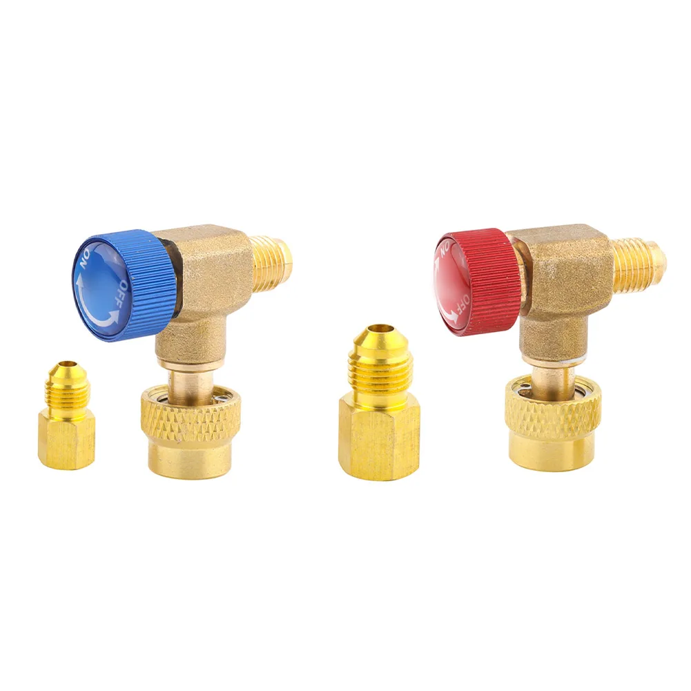 Brass HVFor AC Control Valve Kit for R410A R134A R22 R32 R404A R407C For AC Manifold Split with Male and Female Adapters