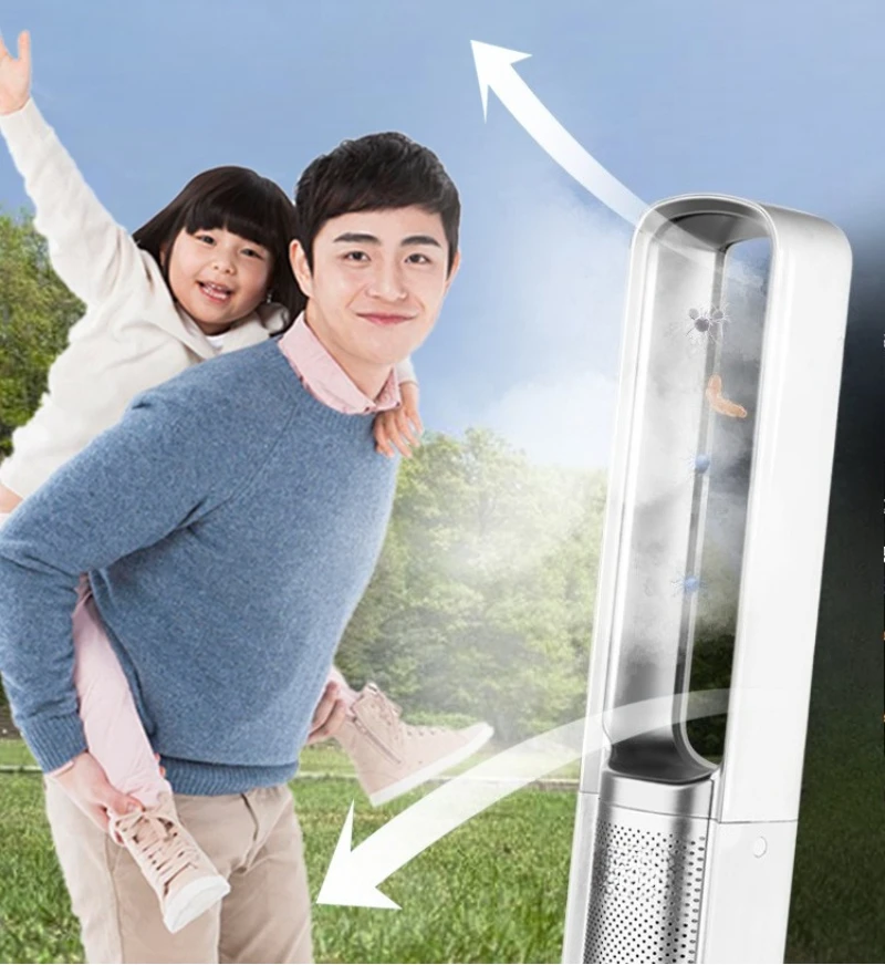 Qwinn 220V/110V Negative Ion Air Purification Circulation Bladeless Fan Ultra-Quiet Electric Tower Fan Bladeless For Summer