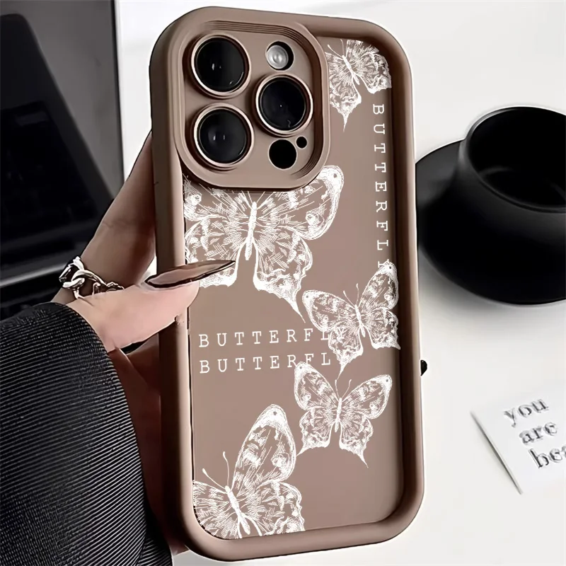 Butterfly Liquid Silicone Case For Xiaomi Redmi Note 10 Pro 12 9 9S 10S 11S 12C 10C 9A 9C 9T POCO X5 M3 C31 C55 Mi 11 Lite Cover