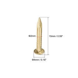 50pcs 2x15mm Round Head Tiny Brass Nails Brass Small Mini Nails for DIY Furniture Hinge Drum Wooden Jewelry Box