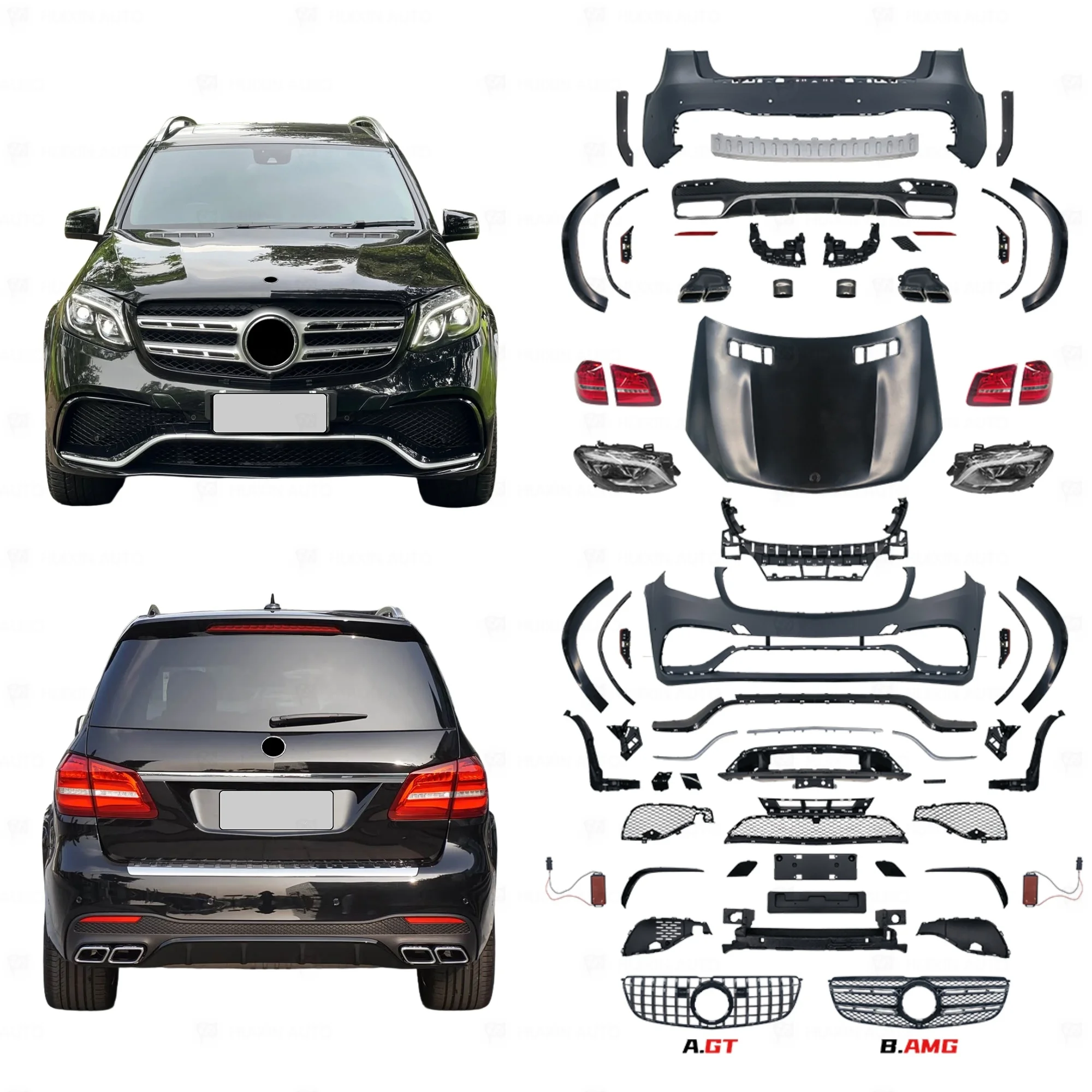 

Flying Wing Perfect Fitment For Mercedes Benz GL Class X166 2012-2015 Facelift To 2019 GLS63 Facelift Bumpers Body Kit